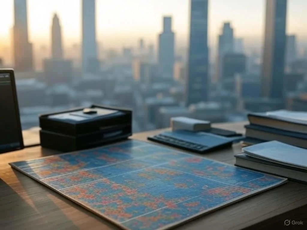 A property professional reviewing real estate data on a digital display