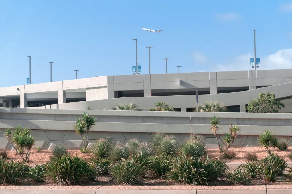 Urban development and transport infrastructure near a Moroccan airport