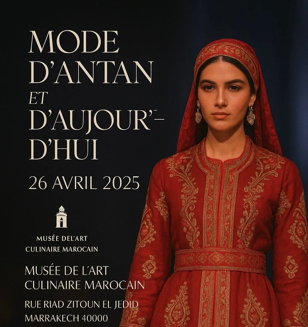 Traditional Azerbaijani dress presented at a Marrakech cultural event