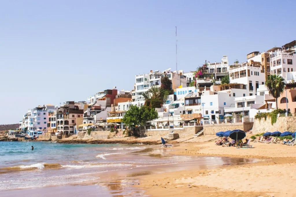 Moroccan coastline with homes overlooking the sea