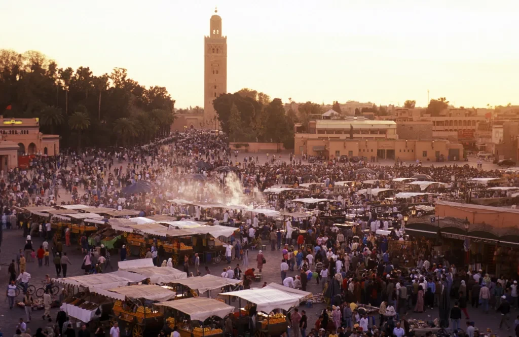 Rooftops and historic buildings in Marrakech's Medina