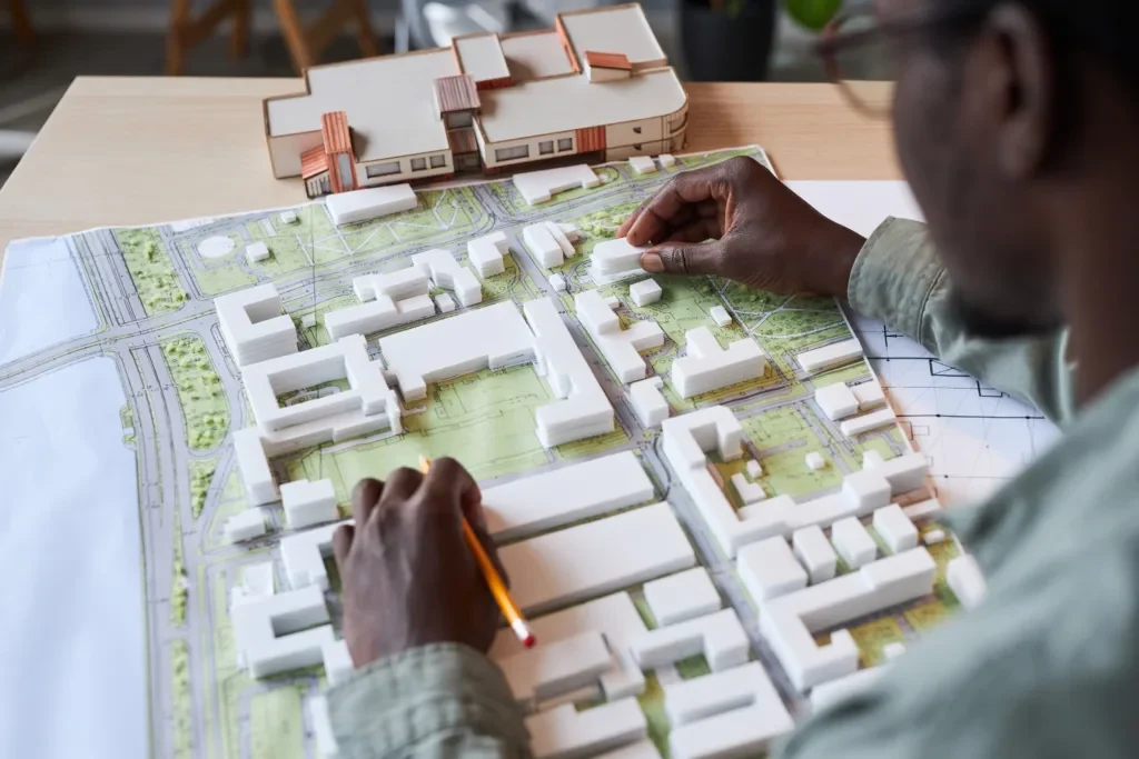 New residential and commercial buildings in a growing African city
