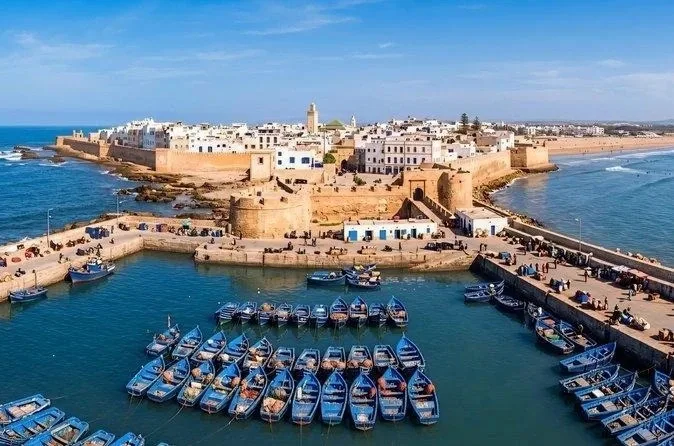 Panoramic view of Essaouira's medina and fishing harbour