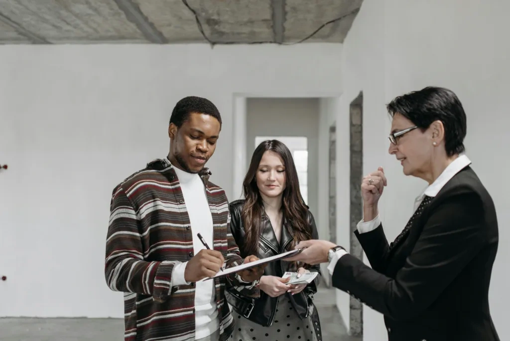 Moroccan landlord inspecting a rental home with a property manager