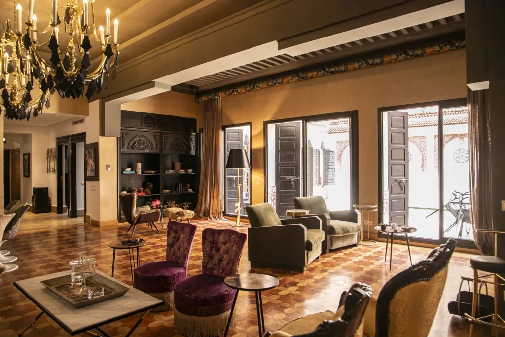 Traditional Moroccan riad with a central courtyard and crafted finishes