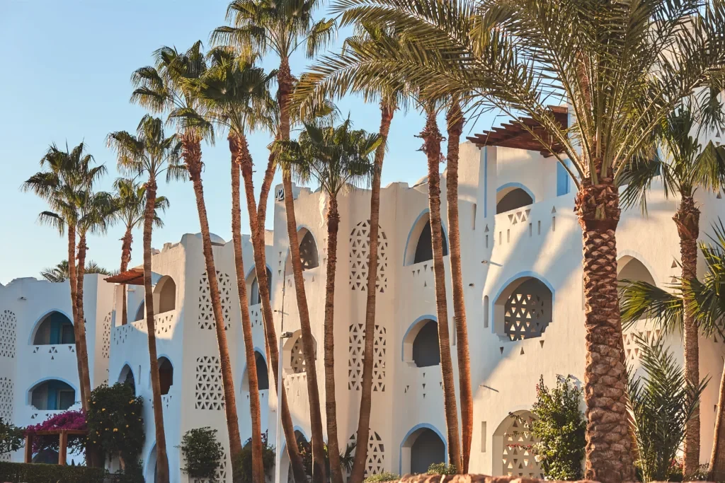 Luxury Marrakech villas surrounded by gardens and palm trees