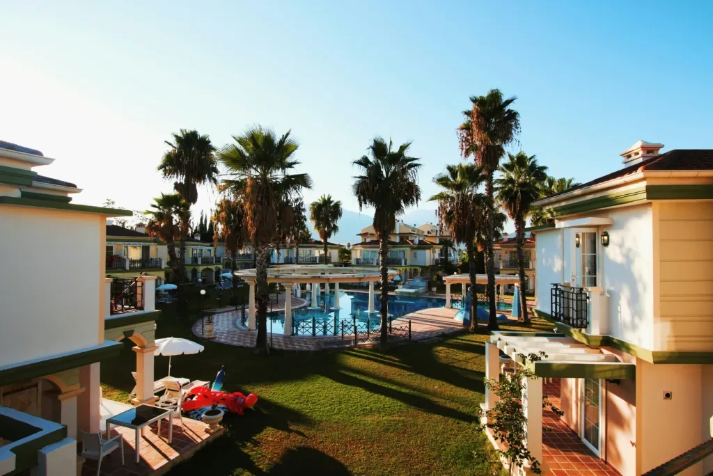 Walkable landscaped public space within a premium residential development