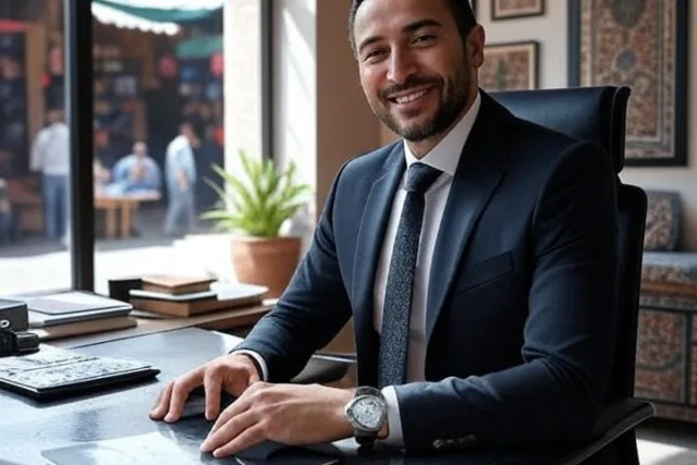 Real estate agent in his Medina office assisting landlords to maximize rental income Marrakech