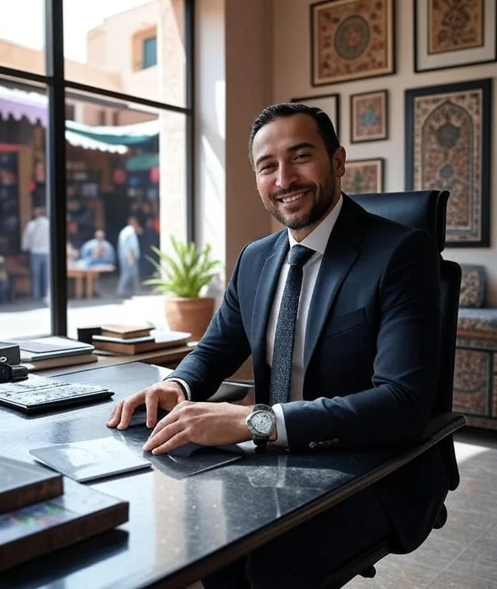Real estate agent in his Medina office assisting landlords to maximize rental income Marrakech