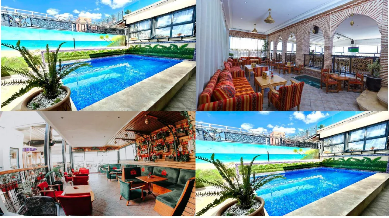 riad hotel for sale Marrakech rooftop pool sky bar terrace
